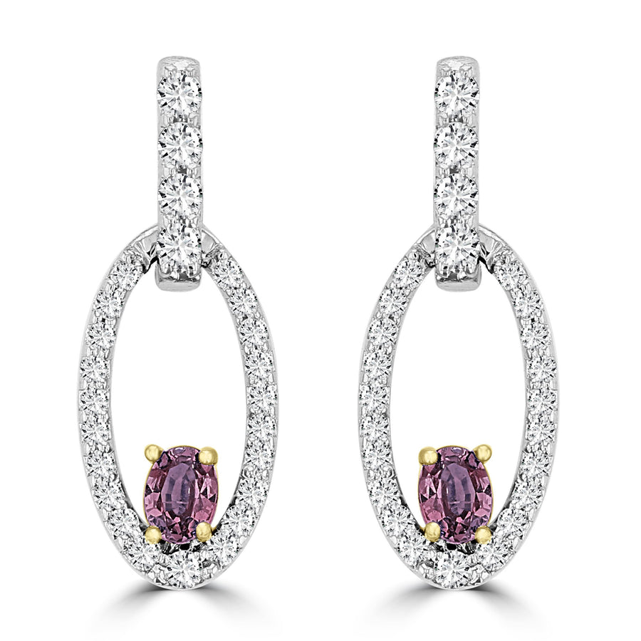 14K White & Yellow gold Alexandrite 0.32cts and Diamond 0.49cts (SI1-VS, G-H) Earrings by La Vita Vital