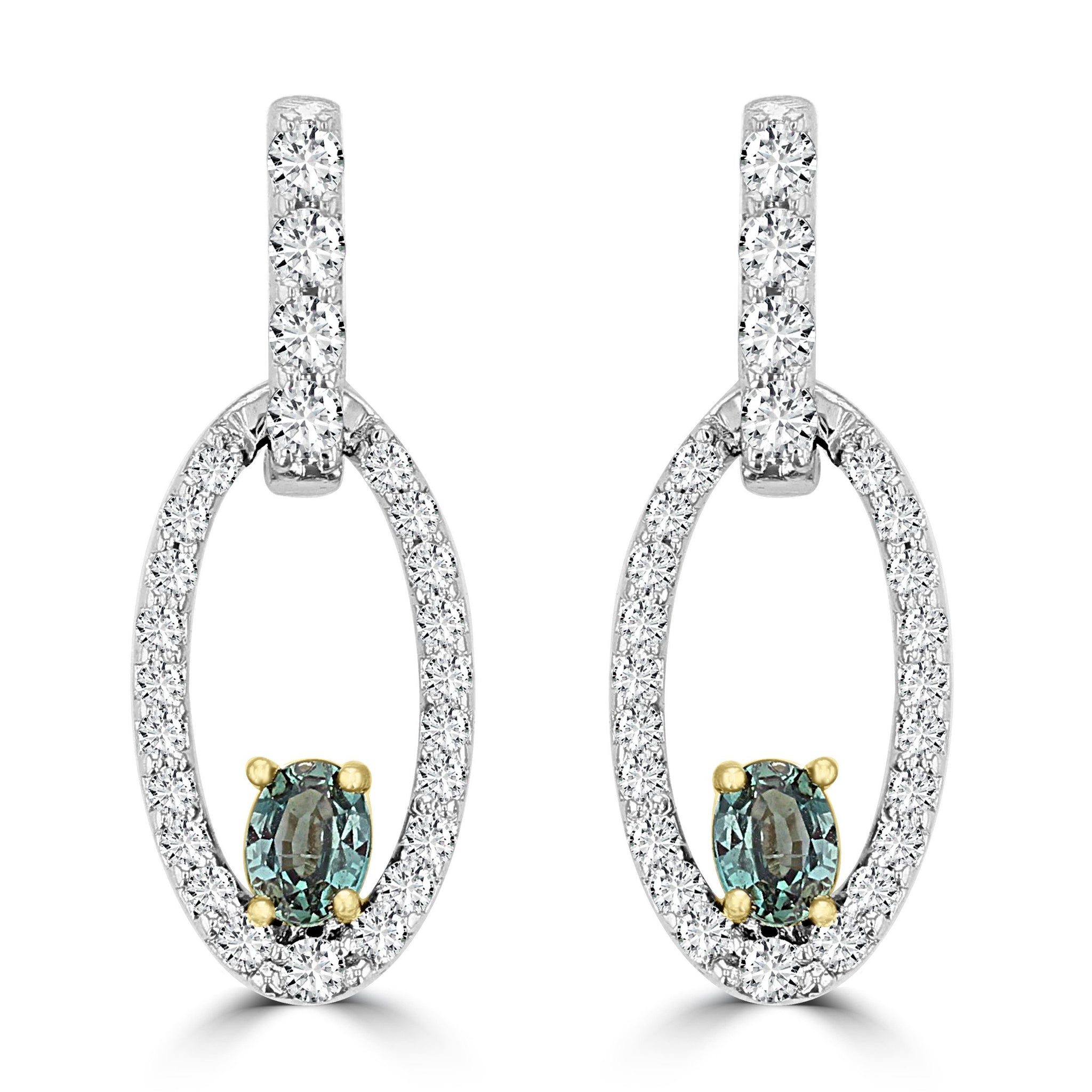 14K White & Yellow gold Alexandrite 0.32cts and Diamond 0.49cts (SI1-VS, G-H) Earrings by La Vita Vital