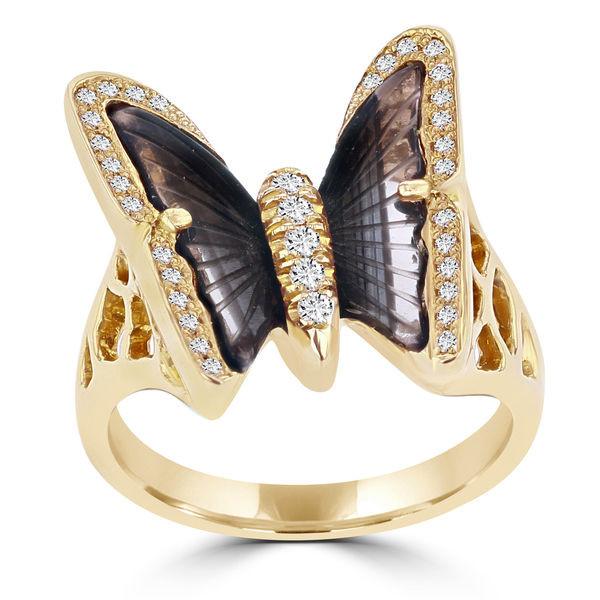 14K Rose Gold 1.90ct Tourmaline and 0.24ct TDW Diamond Butterfly Ring by La Vita Vital