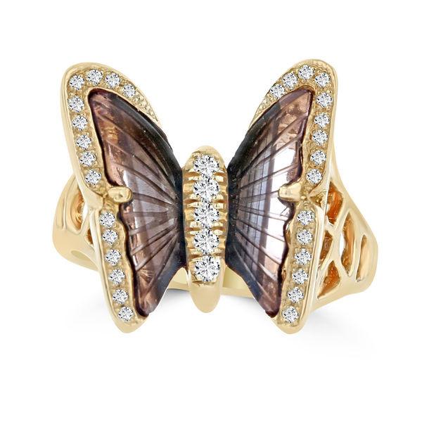14K Rose Gold 1.90ct Tourmaline and 0.24ct TDW Diamond Butterfly Ring by La Vita Vital
