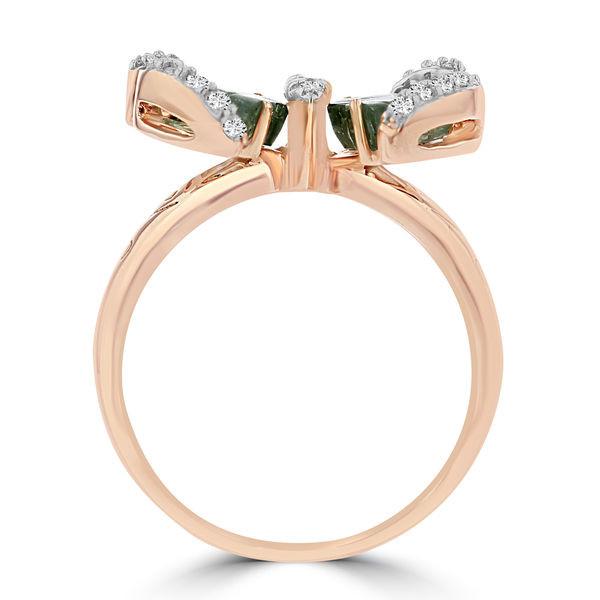 14k Rose Gold Natural Tourmaline 3.04cts and Diamond 0.22ct TDW Butterfly Ring by La Vita Vital