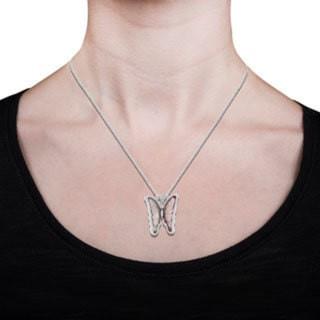 14K White Gold Tourmaline 10.35cts and Diamond 0.65ct TDW Butterfly Pendant Necklace