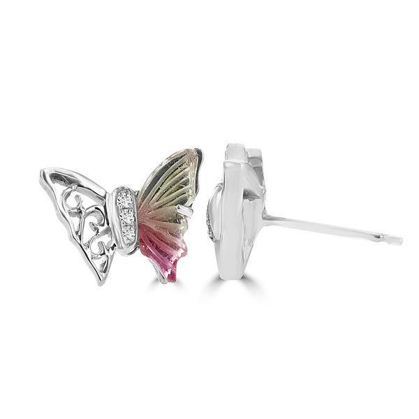 14k White Gold 2.00ct TGW Tourmaline and Diamond Butterfly Earrings