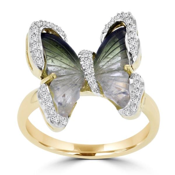 14k Yellow Gold Tourmaline and 1/4ct TDW Diamond Ring