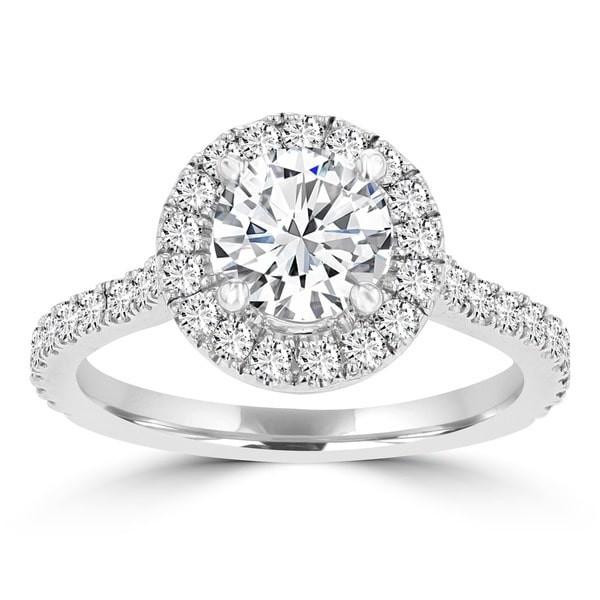 14k White Gold Diamond 1.55ct TDW Halo Engagement Ring