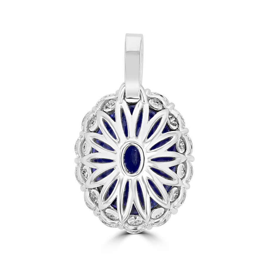 18K White Gold Tanzanite 10.21cts & Diamond 1.22cts TDW Pendant