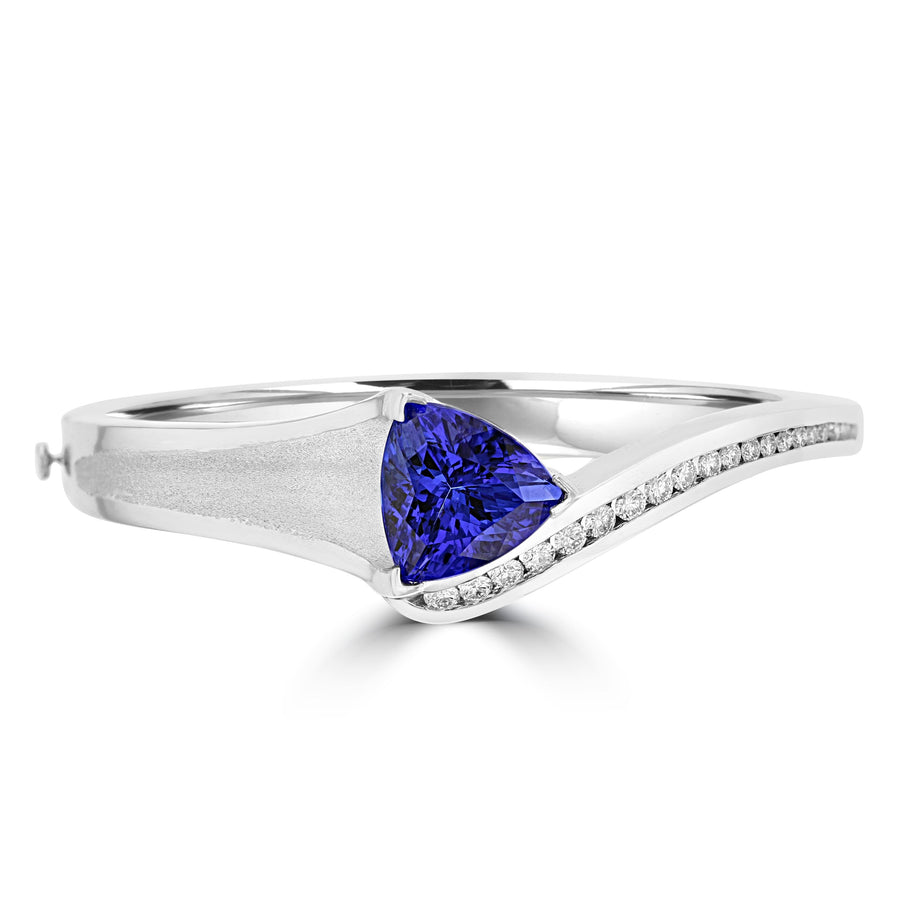14K White Gold Tanzanite 11.00cts & RBC Diamond 1.85cts Bangle