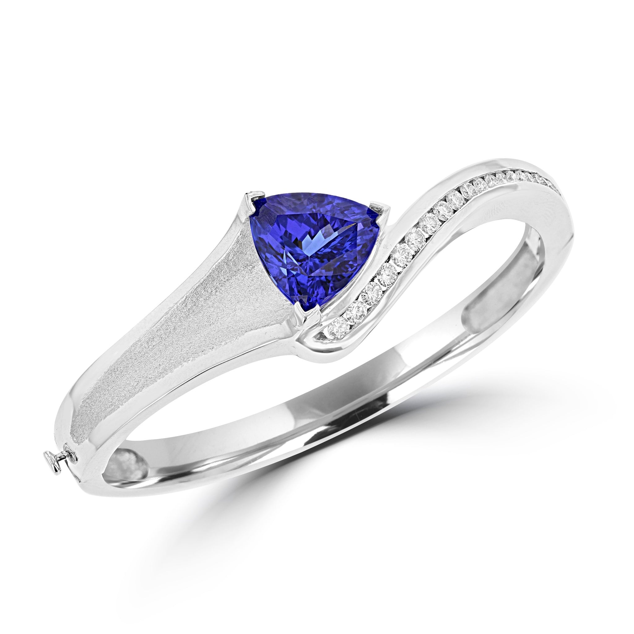 14K White Gold Tanzanite 11.00cts & RBC Diamond 1.85cts Bangle
