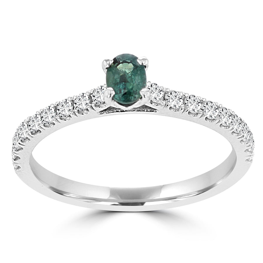 14K White Gold 0.25cts Brazilian Alexandrite and 0.30cts Diamond Ring (SI1-VS, G-H) by La Vita Vital
