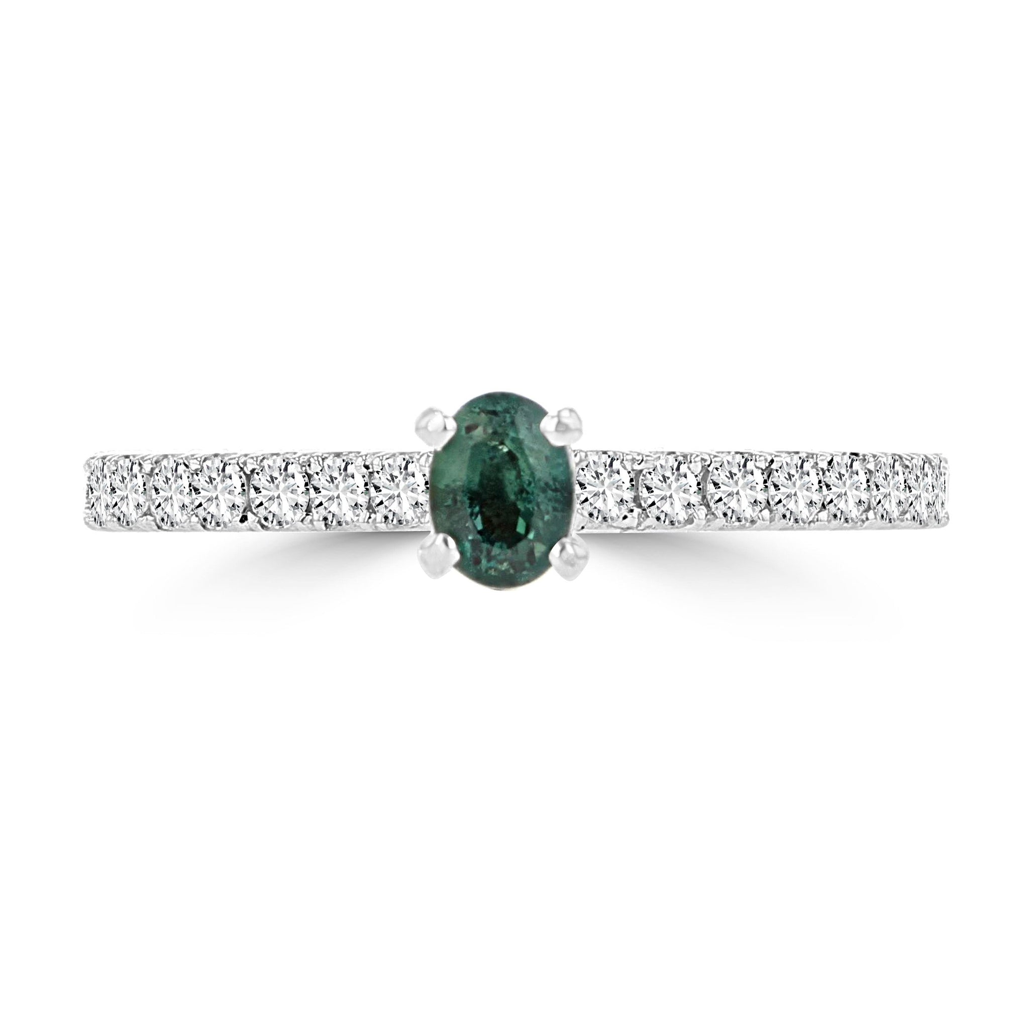 14K White Gold 0.25cts Brazilian Alexandrite and 0.30cts Diamond Ring (SI1-VS, G-H) by La Vita Vital