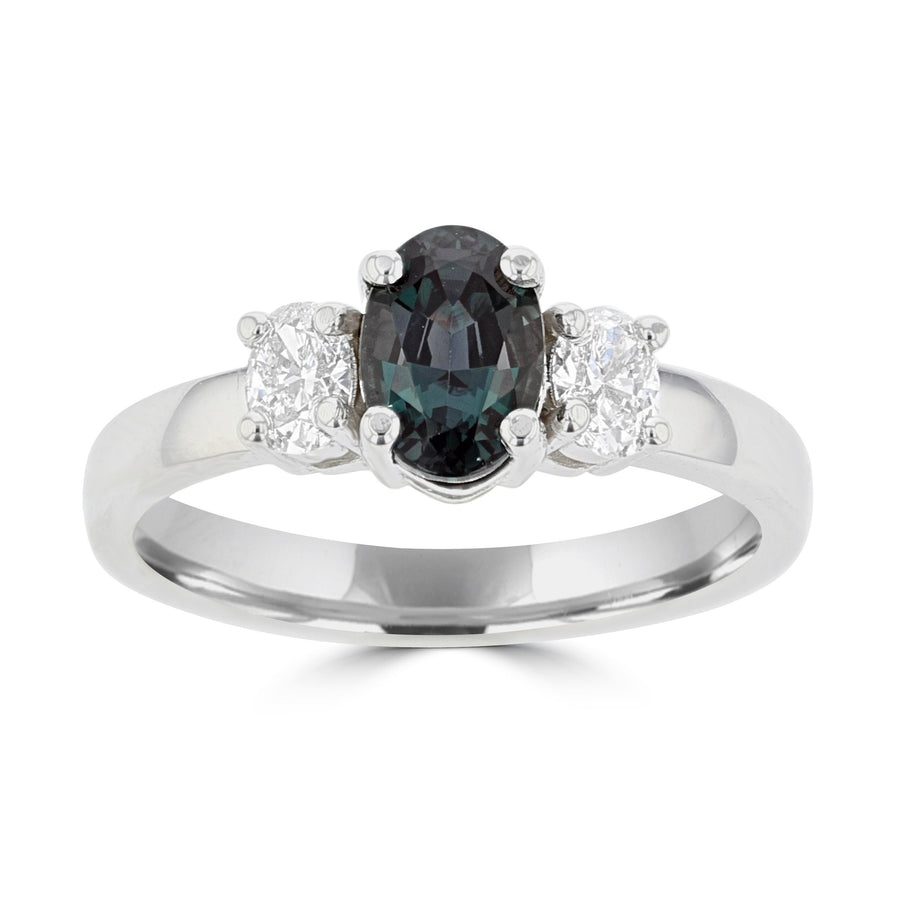 18K White Gold Gubelin Certified Alexandrite 1.12ct and Diamond 0.36cts (VS, G) Ring by La Vita Vital
