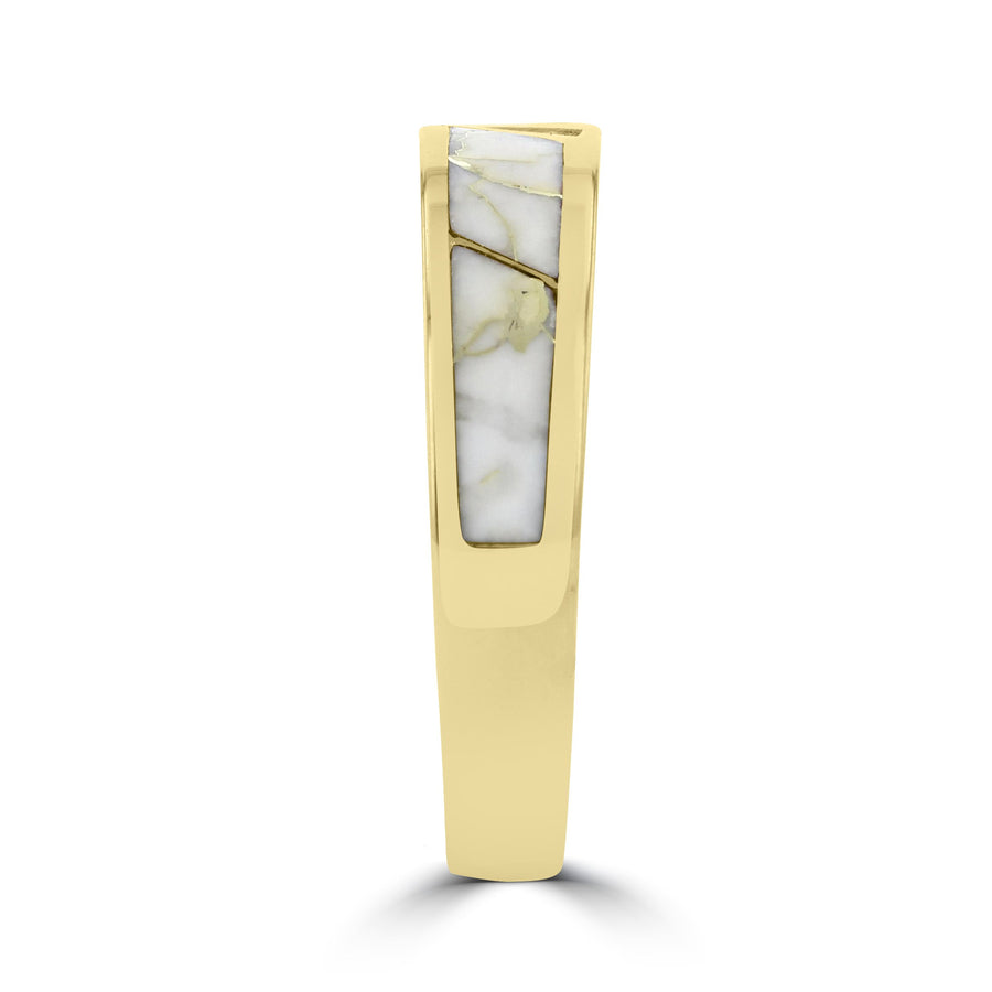 14K Yellow Gold & Gold Quartz Inlay and Diamond 0.07ct TDW (SI1-VS, G-H) Ring