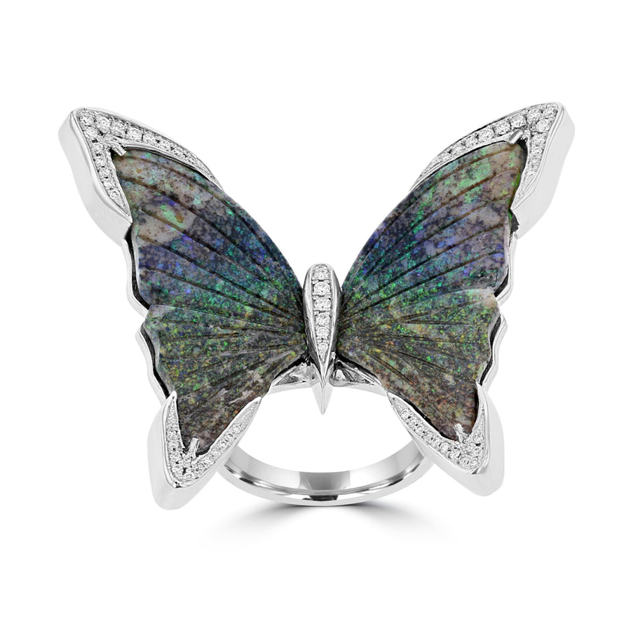 14K Australian Opal 14.88cts & Diamond 0.20ct Ring