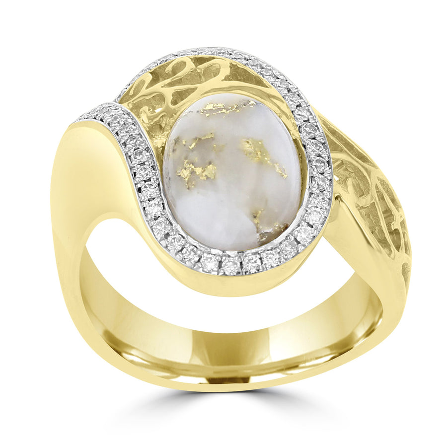 14K Yellow Gold & Gold Quartz 2.80cts and Diamond 0.19ct TDW (SI1-VS, G-H) Ring