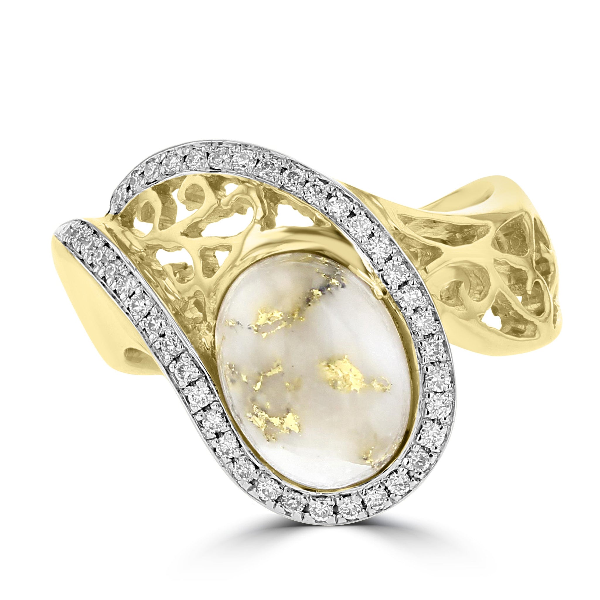 14K Yellow Gold & Gold Quartz 2.80cts and Diamond 0.19ct TDW (SI1-VS, G-H) Ring