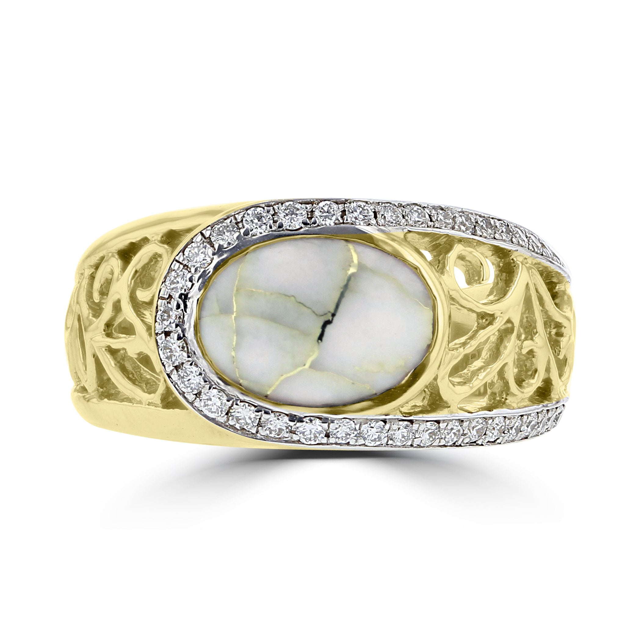 14K Yellow Gold & Gold Quartz Ring 2.45cts and Diamond 0.31ct TDW (SI1-VS, G-H) Ring
