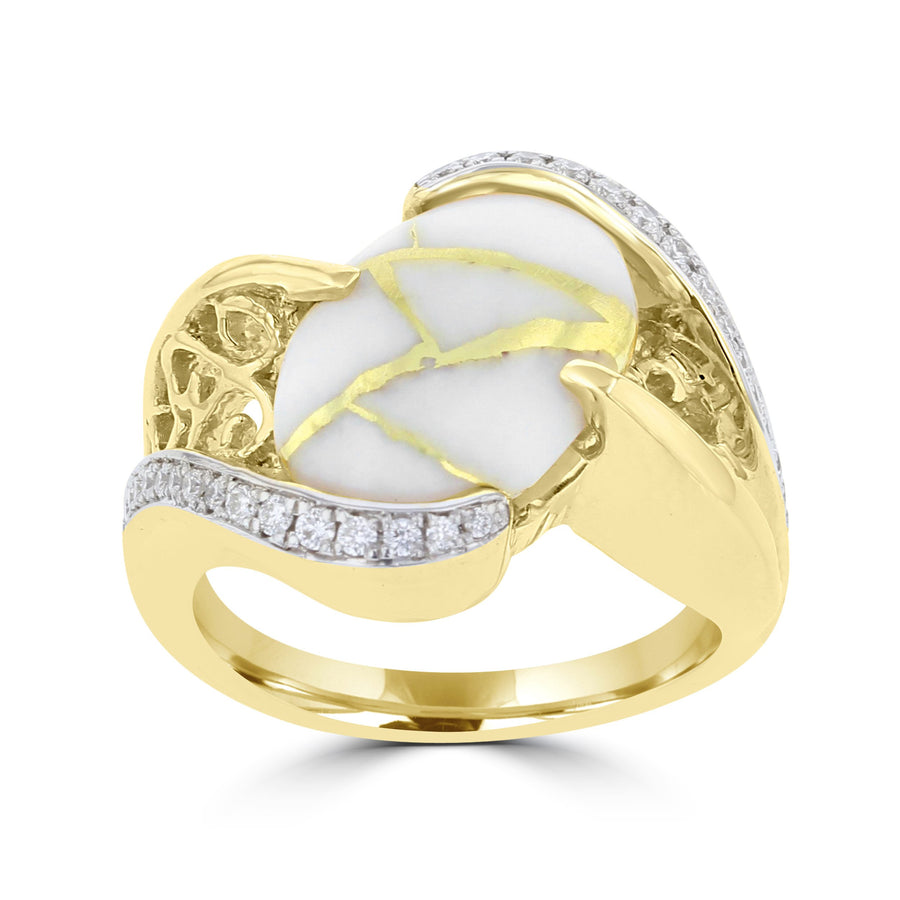 14K Yellow Gold & Gold Quartz 4.15cts and Diamond 0.22ct TDW (SI1-VS, G-H) Ring