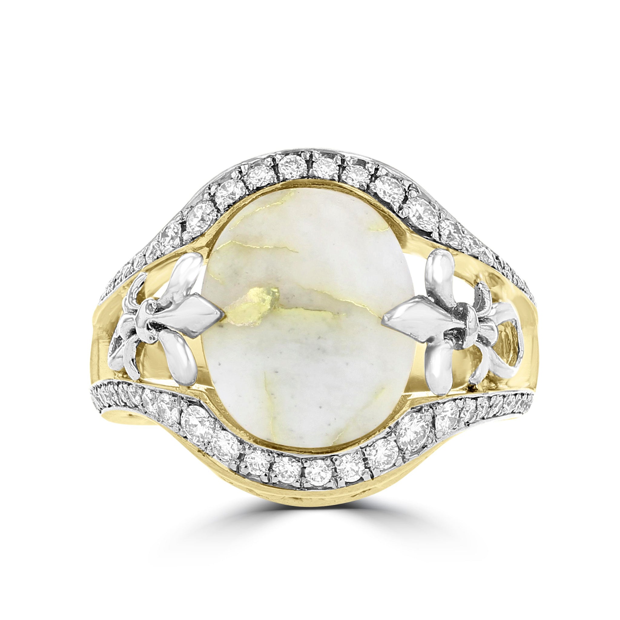 14K Yellow gold, Gold Quartz 5.18cts and Diamond 0.65cts TDW (SI1-VS, G-H) Ring