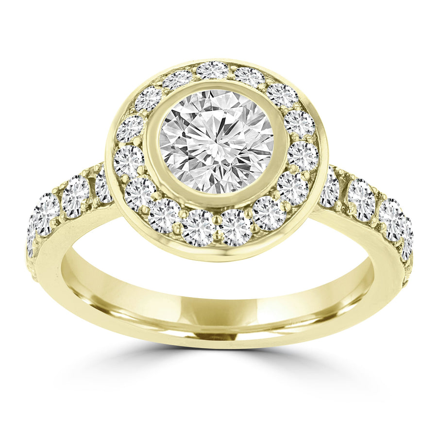 14k Yellow Gold 2 1/4ct. TDW Diamond Halo Engagement Ring