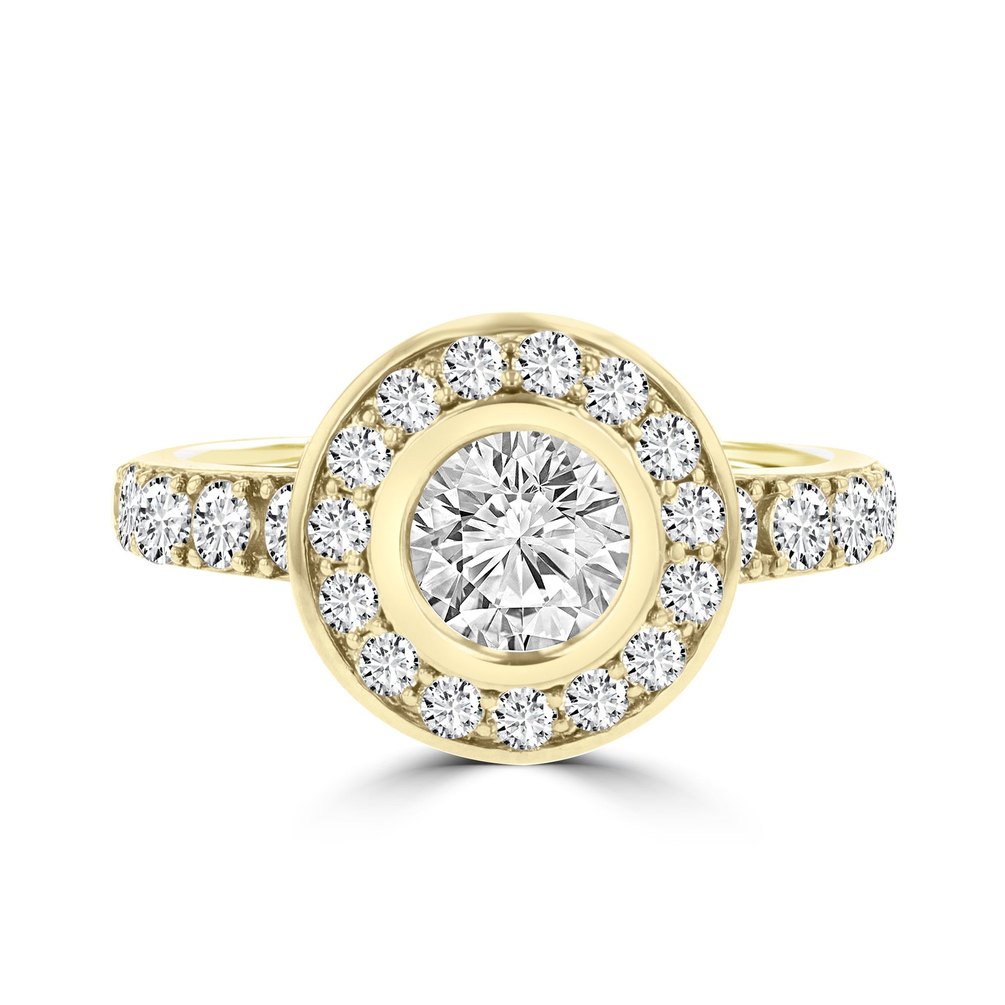 14k Yellow Gold 2 1/4ct. TDW Diamond Halo Engagement Ring