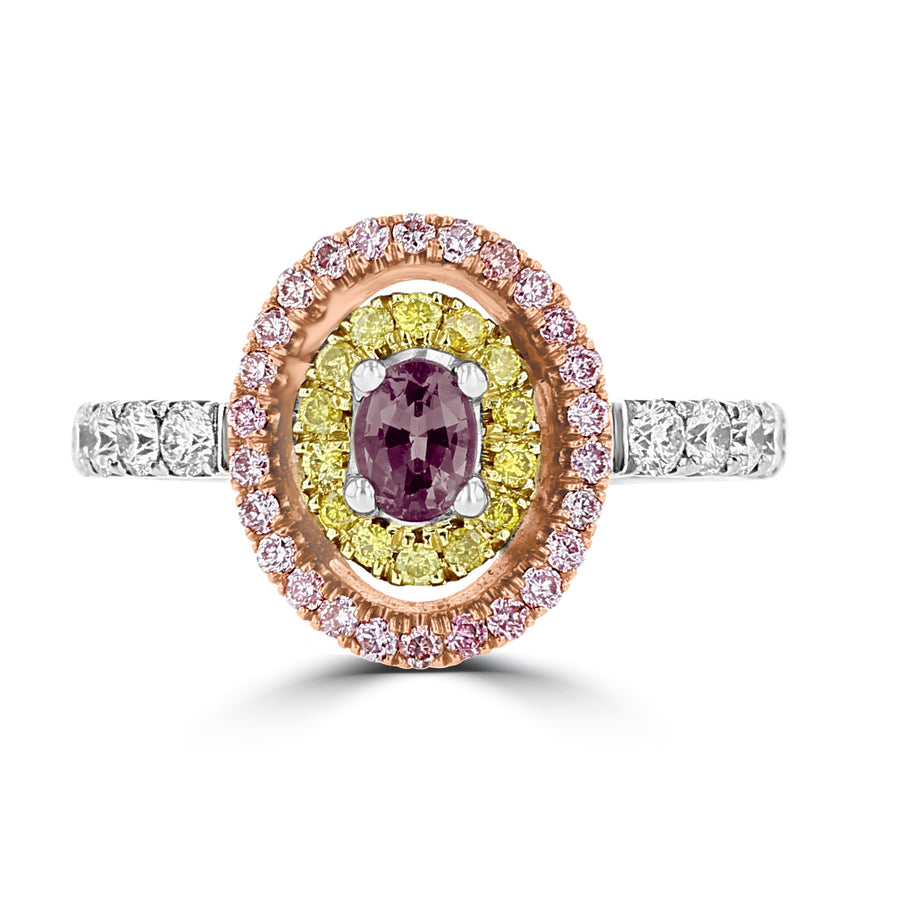 18K White & Rose Gold, Fine Brazilian Alexandrite 0.30cts & Diamond 0.54cts TDW (SI1-VS, G-H) Ring