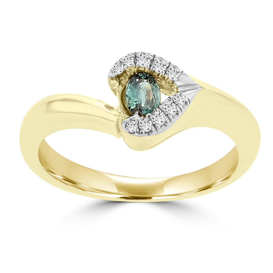 18K Yellow Gold, Fine Color Changing Brazilian Alexandrite 0.23cts & Diamond 0.03cts TDW (SI1-VS, G-H) Ring by La Vita Vital