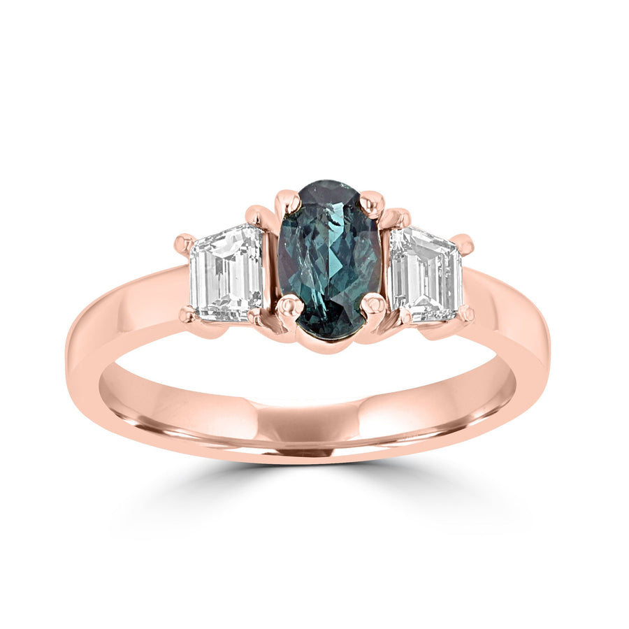 18K Rose Gold Alexandrite 0.70cts and Diamond 0.55cts (SI1-VS G,H) Ring by La Vita Vital