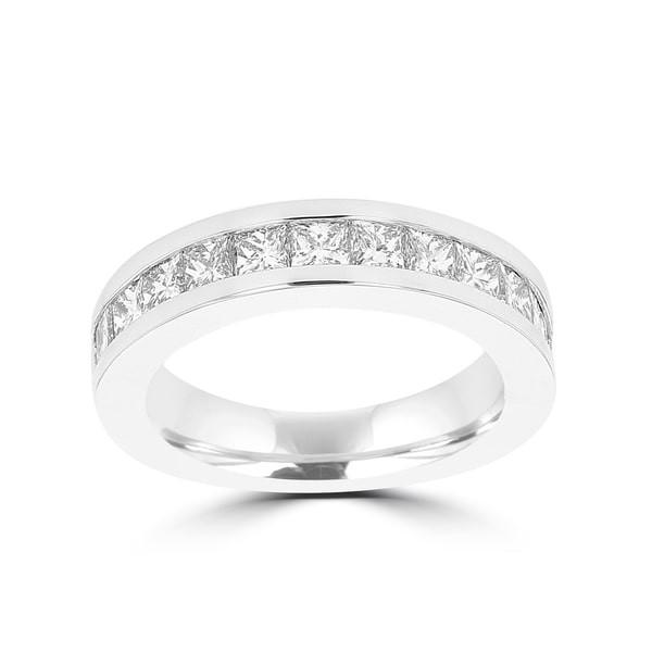 14K White Gold Princess Cut Diamond 1.85ct TDW Wedding Band