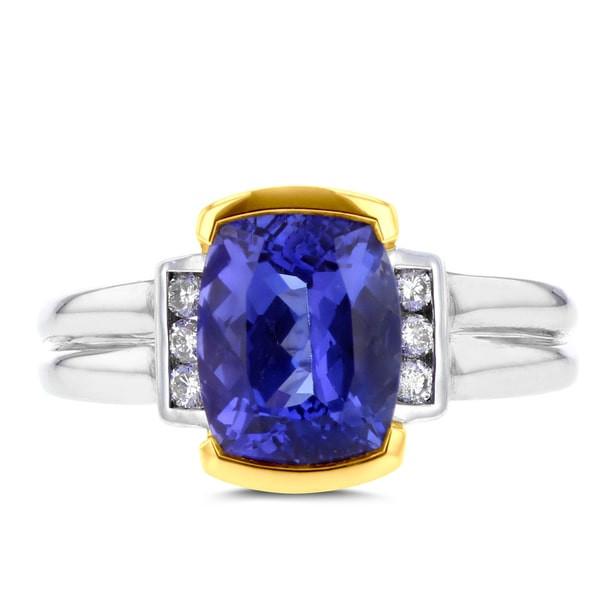 18k Two-Tone Gold Tanzanite and 1/8ct TDW Diamond (SI1-VS, G-H) Ring