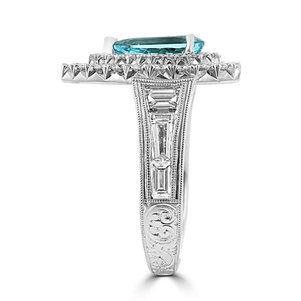 18K White Gold GIA certified Paraiba Tourmaline 1.45cts and Diamond 2.15cts TDW Ring
