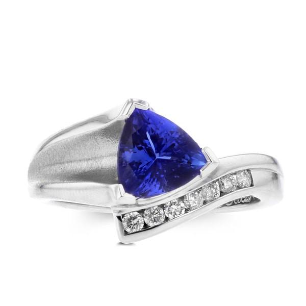 18K White Gold Trillion Tanzanite 2.17cts and Diamond 0.24ct TDW (SI1-VS, G-H) Ring