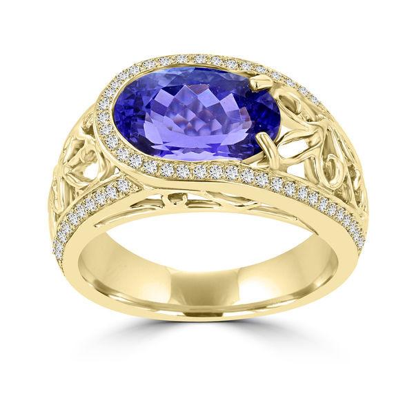 18K Yellow Gold Tanzanite 3.62cts and Diamond 0.32ct TDW (SI1-VS, G-H) Ring