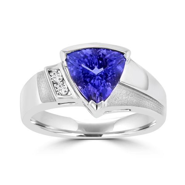 18k White Gold 1 7/8 ct Trillion-cut Tanzanite and Diamond (SI1-VS, G-H)  Ring
